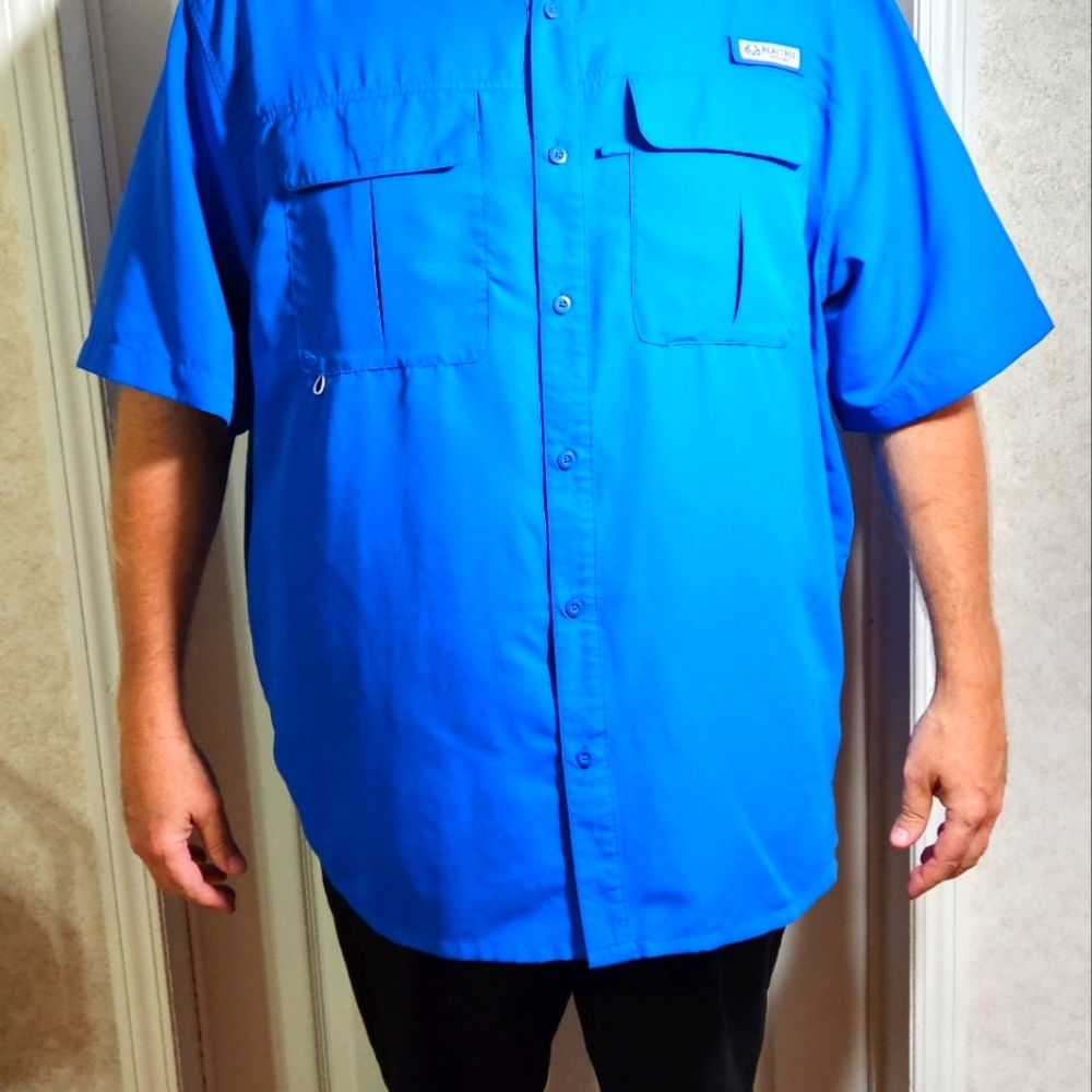 Realtree Fishing, Short Sleeve Shirt, Blue, 3XL